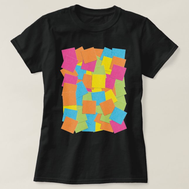 Colourful Original Sticky Note Art Pink Orange Blu T-Shirt (Design Front)