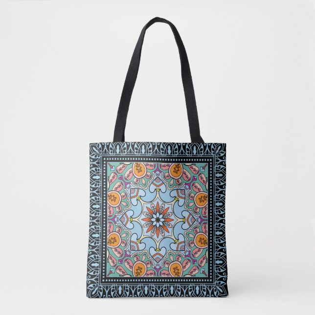 Colourful ornamental doodle: symmetric pattern. tote bag (Front)