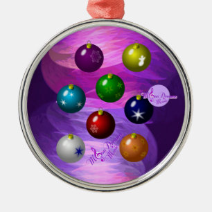 Colourful Ornaments Silver Round Christmas