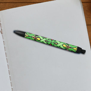 Colourful Ornate Irish Celtic Knot Black Ink Pen