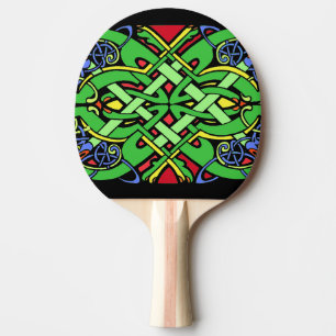 Colourful Ornate Irish Celtic Knot Ping Pong Paddle