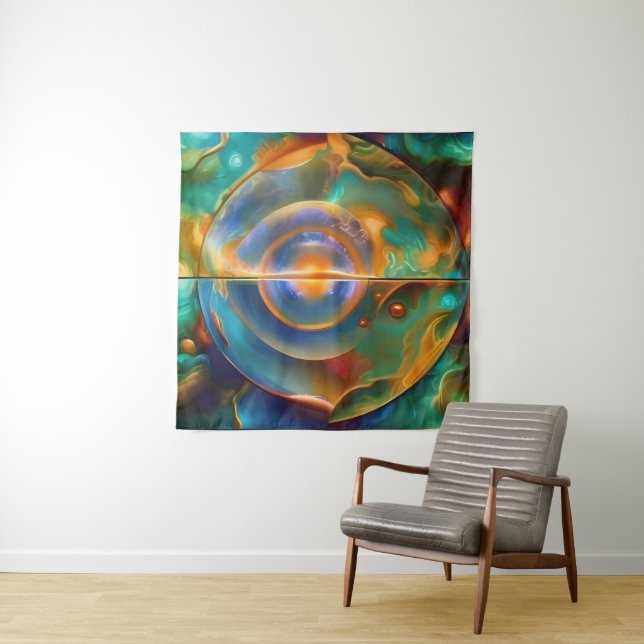 Colourful Otherworldly Abstract  Tapestry (In Situ)