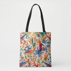 Colourful Otomi Birds Pattern Tote Bag