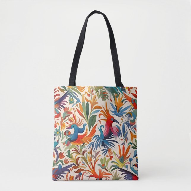 Colourful Otomi Birds Pattern  Tote Bag (Front)