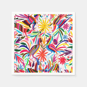 Colourful Otomi Print, Floral/Animal Pattern Napkin