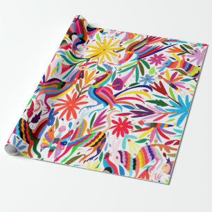 Colourful Otomi Print, Floral/Animal Pattern Wrapping Paper