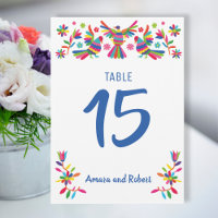 Colourful Otomi table number