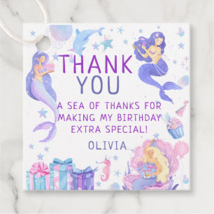 Colourful Our Little Mermaid All Ages Birthday Favour Tags