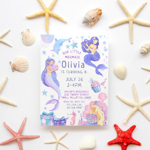 Colourful Our Little Mermaid All Ages Birthday Invitation