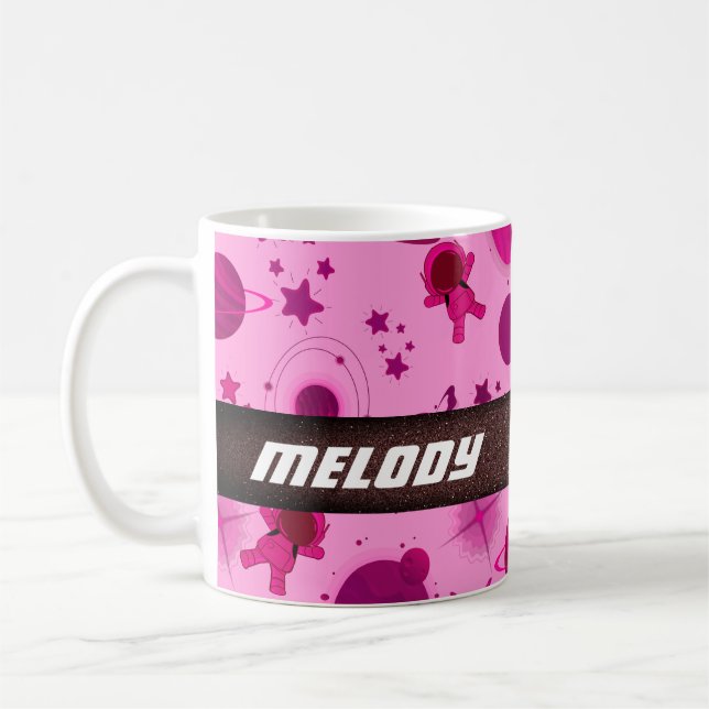 colourful outer space planet galaxy stars pattern coffee mug (Left)