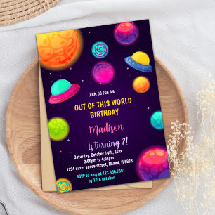 Colourful Outer Space Theme for Kids Invitation