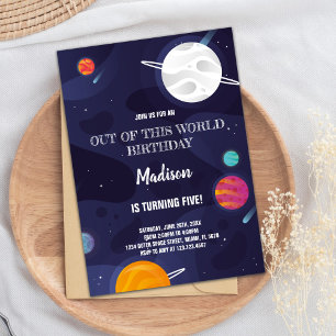 Colourful Outer Space Theme for Kids’ Party Invitation
