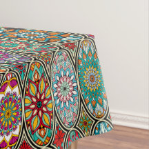 Colourful oval various mandalas floral pattern