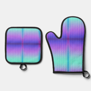 Colourful oven mitt and pot holder set 
