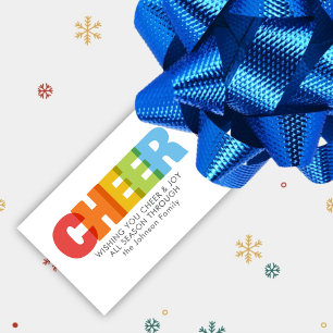 Colourful Overlapping CHEER Christmas Wish Gift Tags