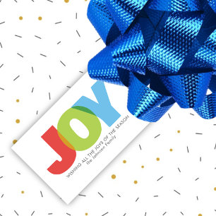 Colourful Overlapping JOY Christmas Wish Gift Tags