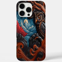 Colourful Owl and Mountains Under a Vivid Sky