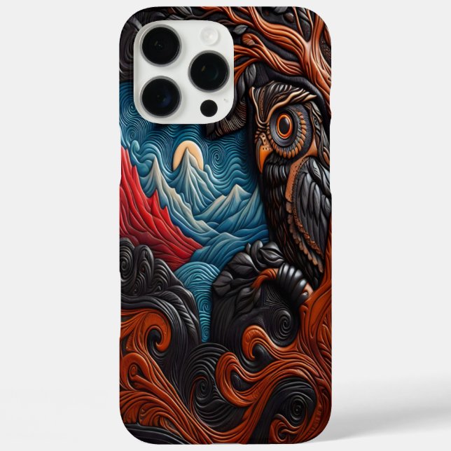 Colourful Owl and Mountains Under a Vivid Sky Case-Mate iPhone Case (Back)