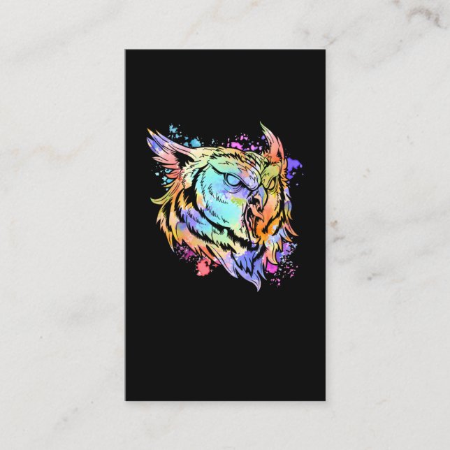 Colourful Owl Art Birds Lover Business Card (Front)
