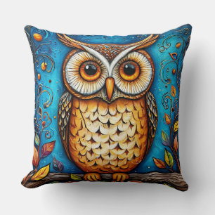 Colourful Owl Artwork With Intricate Detail Cushion