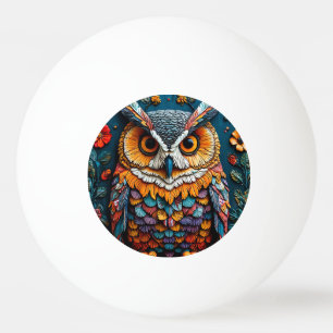 Colourful Owl Artwork With Intricate Detail Ping Pong Ball