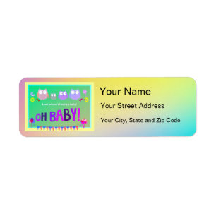 Colourful Owl Baby Shower Address Art