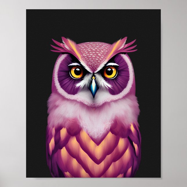 Colourful Owl Bird Artwork  Poster (Front)