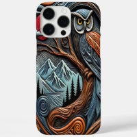 Colourful Owl Design With Mountains and Sunset