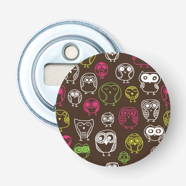 Colourful owl doodle background pattern bottle opener (Front)