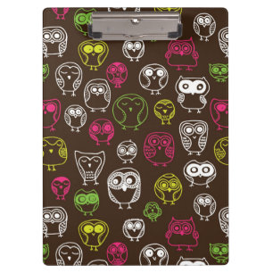 Colourful owl doodle background pattern clipboard