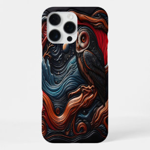 Colourful Owl in a Mystical Night Landscape iPhone 16 Pro Max Case
