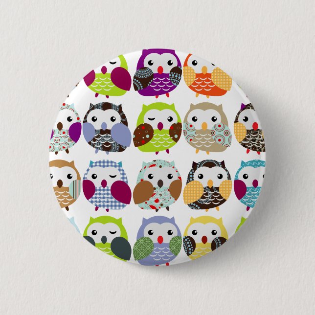 Colourful Owl Pattern 6 Cm Round Badge (Front)