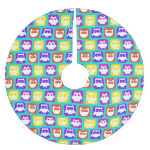Colourful Owl Pattern Brushed Polyester Tree Skirt