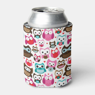 colourful owl pattern can cooler