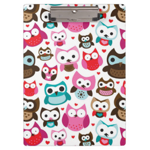 colourful owl pattern clipboard