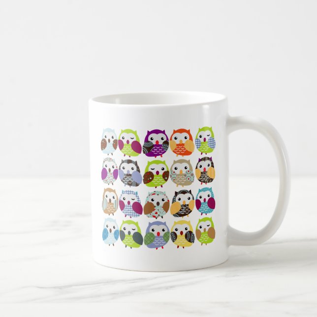 Colourful Owl Pattern Coffee Mug (Right)
