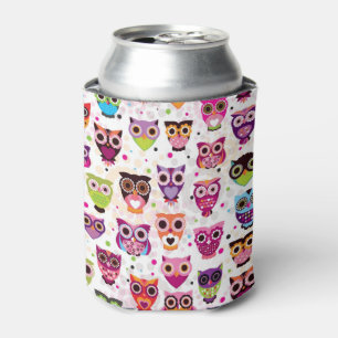 Colourful Owl Pattern For Kids 2 Can Cooler