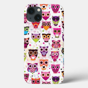 Colourful Owl Pattern For Kids 2 iPhone 13 Case