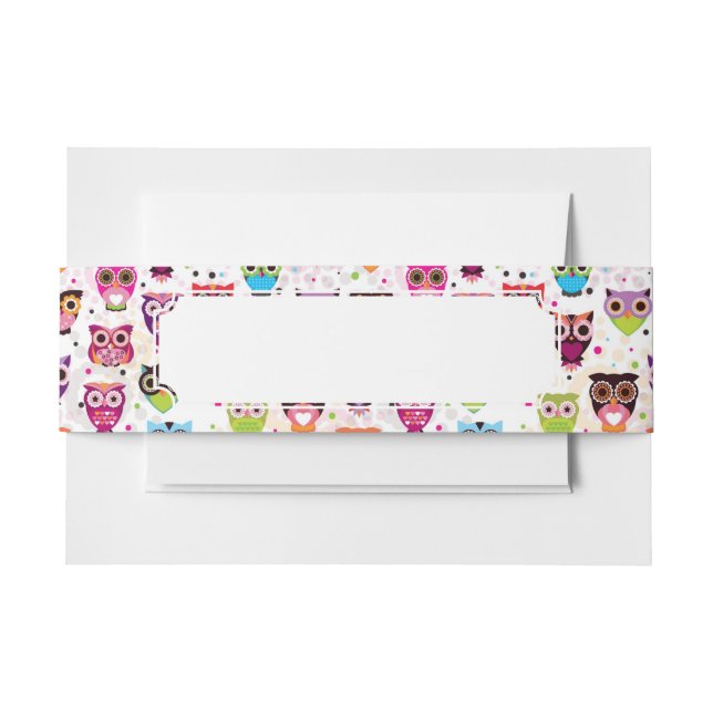 Colourful Owl Pattern For Kids 2 Invitation Belly Band (Front Example)