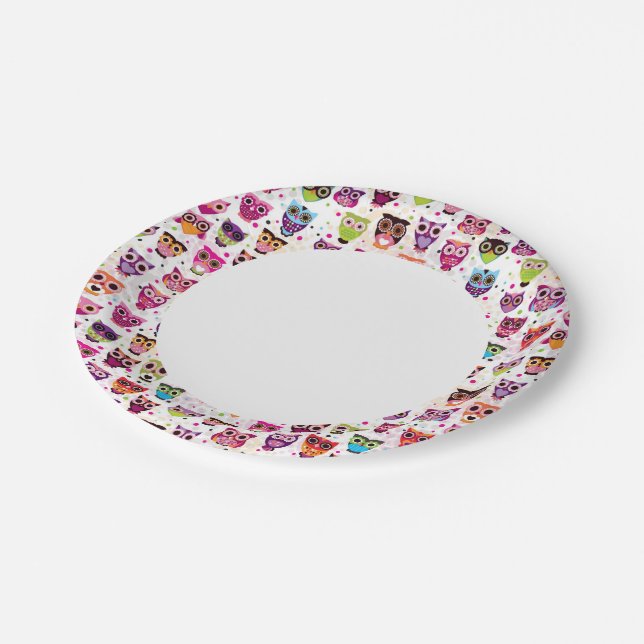 Colourful Owl Pattern For Kids 2 Paper Plate (Angled)