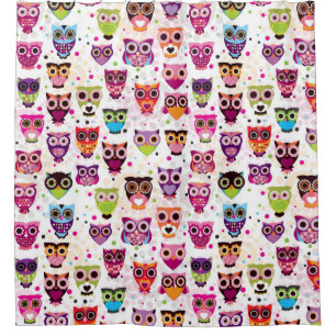 Colourful Owl Pattern For Kids 2 Shower Curtain