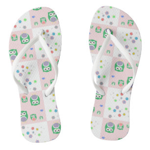 Colourful Owl Pattern For Kids Jandals