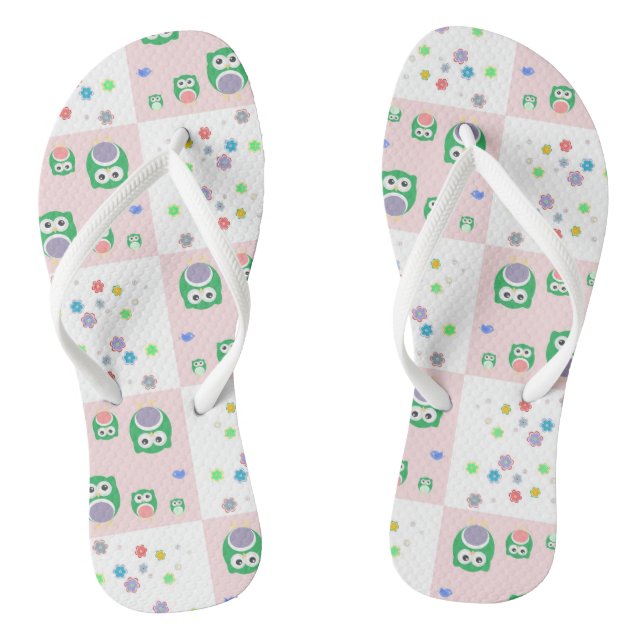 Colourful Owl Pattern For Kids Jandals (Footbed)