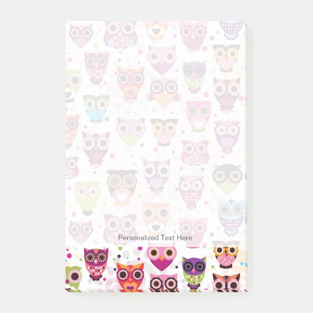 Colourful Owl Pattern For Kids Post-it Notes (Front)