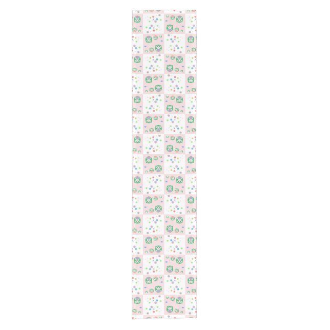 Colourful Owl Pattern For Kids Short Table Runner (Front)