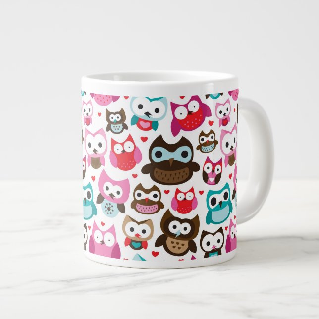 colourful owl pattern large coffee mug (Front Right)