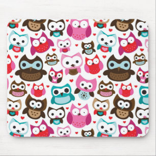 colourful owl pattern mouse pad
