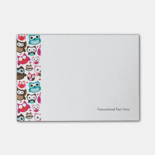 colourful owl pattern post-it notes