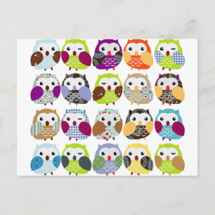 Colourful Owl Pattern Postcard