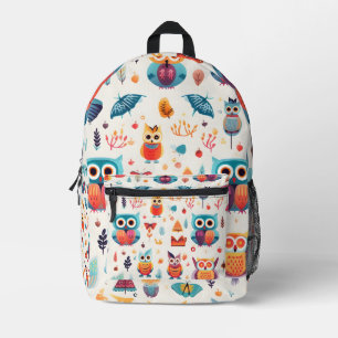 Colourful owl pattern Printed Backpack